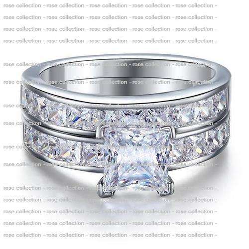 Amazing! 1 Carat Cr. Princess Cut Diamond Ring 2-pc-set with Accents Engagement Ring - Size7 /O/17.3