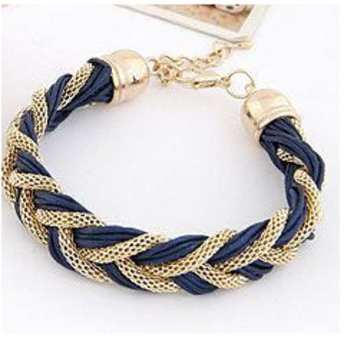 MARVELLOUS!! NAVY BLUE AND GOLD PLATED CUFF BRACELET ERV R699