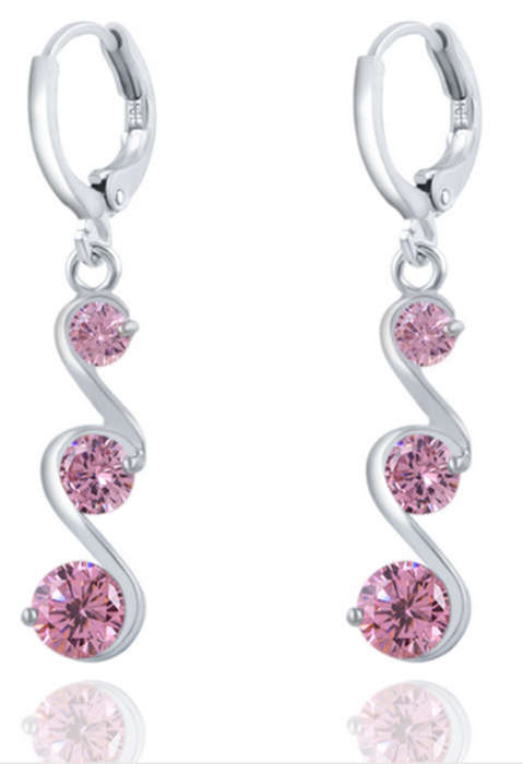 PHENOMENAL!! SILVER PLATED WITH SIMULATED DIAMOND EARRING