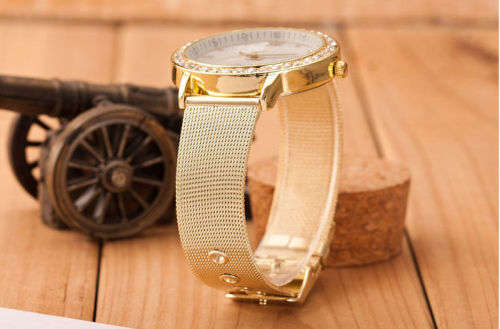 Ladies Crystal Roman Watches Gold