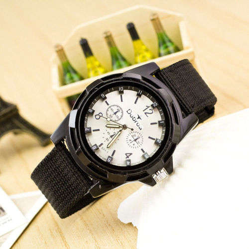 Men's Fashion Sport Braided Canvas Belt Watch