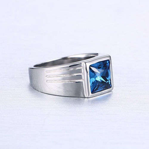 Mens Blue Sapphire Stainless Steel Size 10