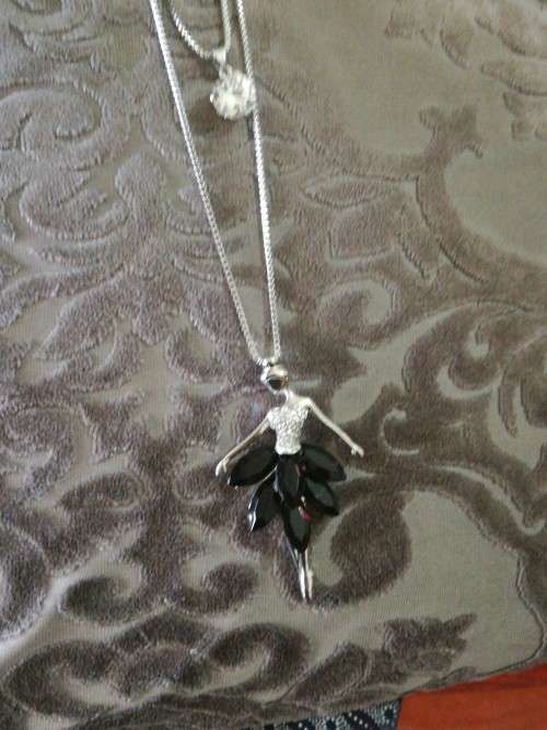 Long Double Layer Sweater Ballerina in Black Dress Fashion Necklace