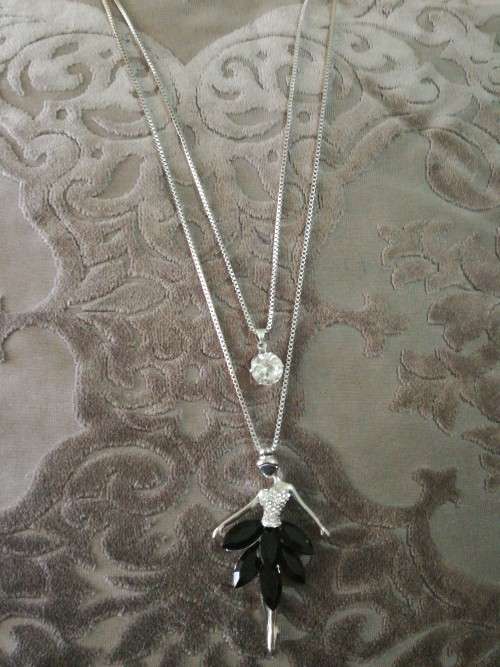 Long Double Layer Sweater Ballerina in Black Dress Fashion Necklace