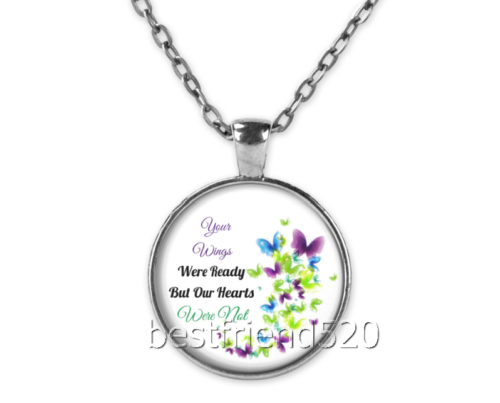"Your Wings" Cabochon Glass Silver Pendant Necklace