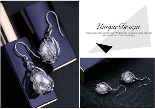 100% GENUINE PEARL - 925 Sterling Silver Genuine Earring - WHITE PEARL