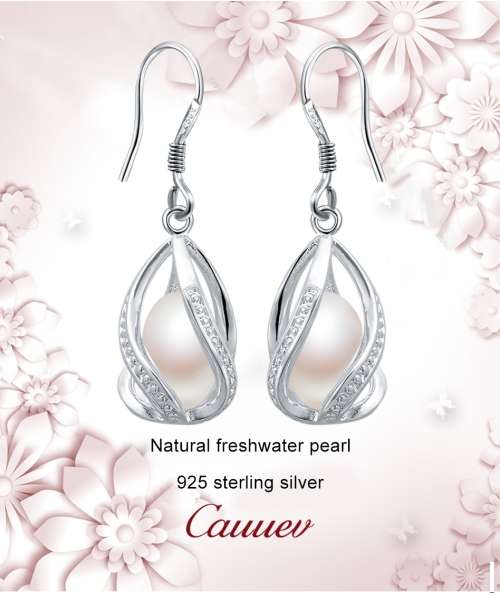 100% GENUINE PEARL - 925 Sterling Silver Genuine Earring - WHITE PEARL