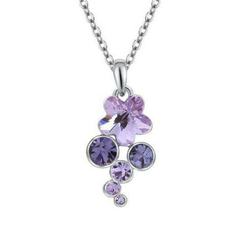 Silver Purple Zircon Love Pendant with Necklace Jewelry