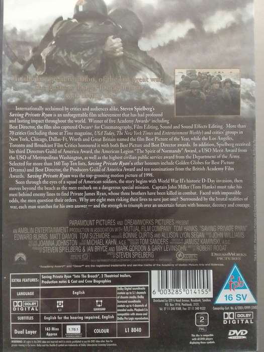 Saving Private Ryan (DVD) Steven Spielberg