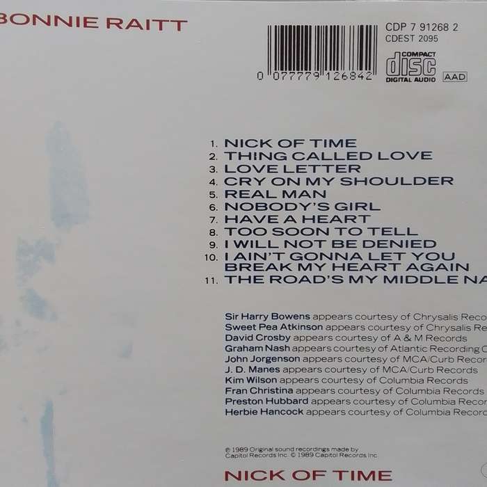 Bonnie Raitt (CD) Nick Of Time