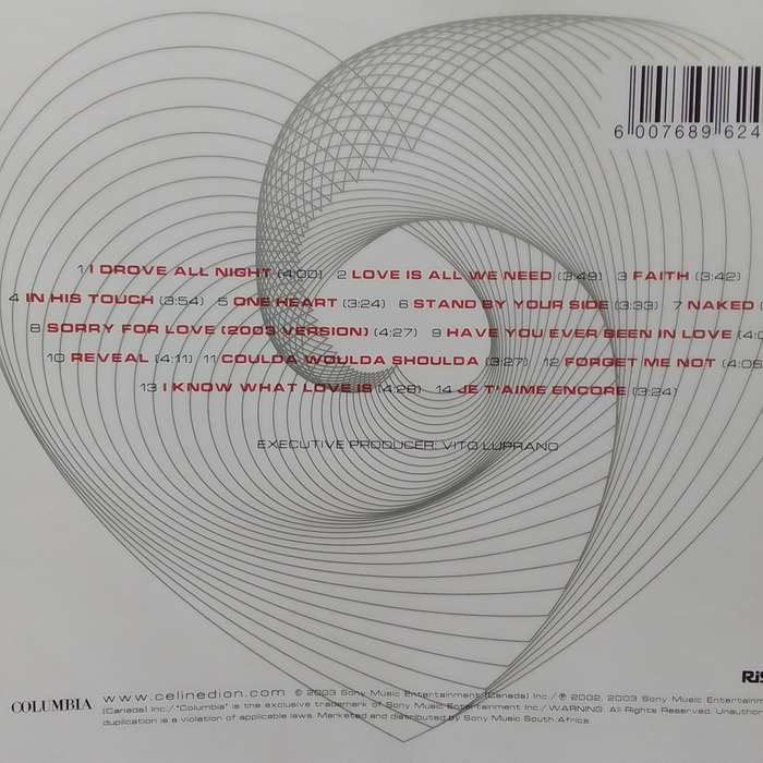 Celine Dion (CD) One Heart