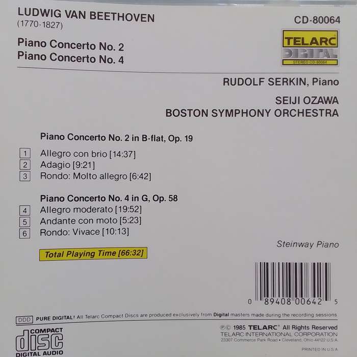 Beethoven (CD) Piano Concertos Nos. 2 & 4