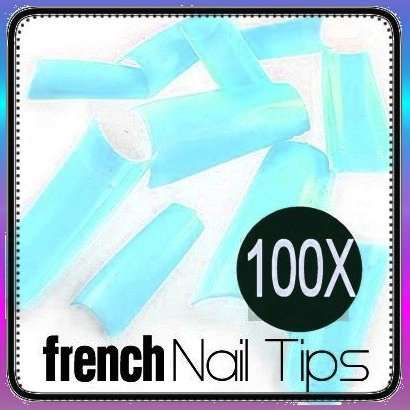 100x Baby Blue Nail Gel Acrylic French Art Tips