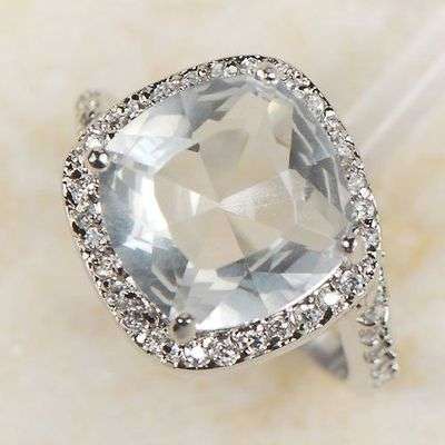 * Silver SP Clear Topaz Ring Size 8.5 / Q *