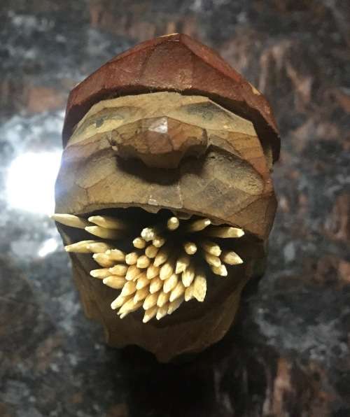 Sought After Vintage Hand Carved Wine Stoppers and a Big Mouth Toothpick Holder