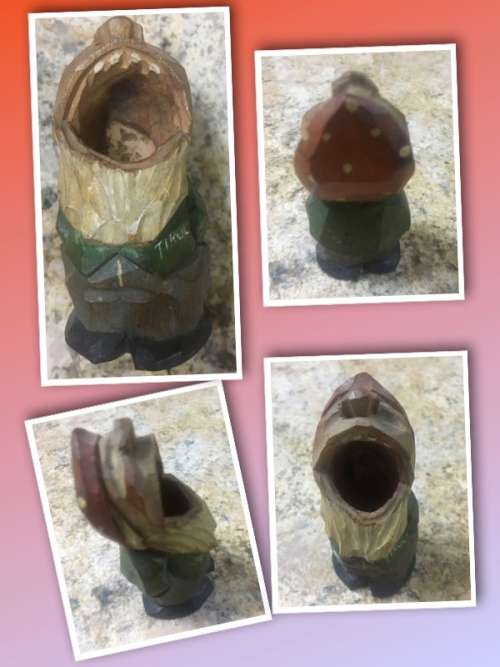 Sought After Vintage Hand Carved Wine Stoppers and a Big Mouth Toothpick Holder