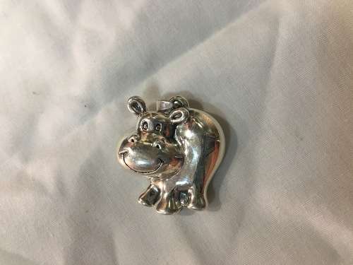Large Sterling Silver 'Happy Hippo' Pendant
