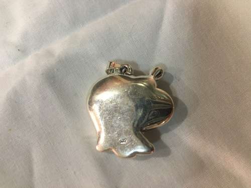 Large Sterling Silver 'Happy Hippo' Pendant