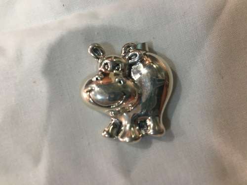 Large Sterling Silver 'Happy Hippo' Pendant