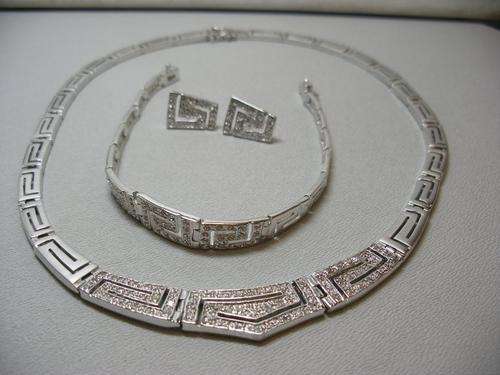 Silver Jewellery Set Necklace bracelet earrings Greek