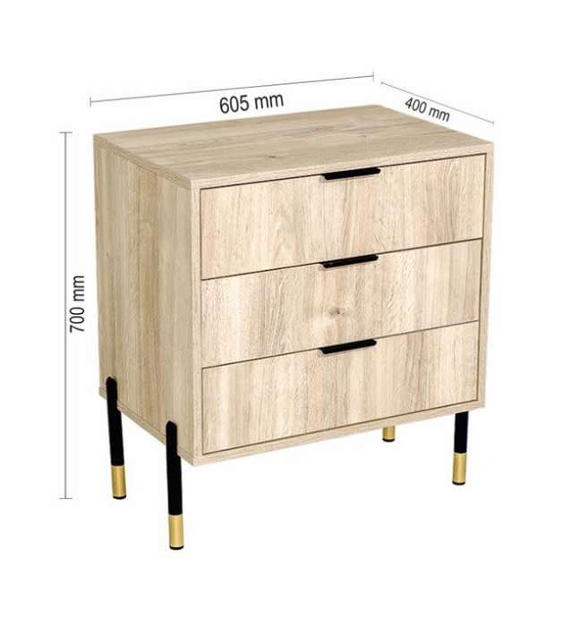 Ava Three Drawer Chest Of Drawers Karlstad Oak