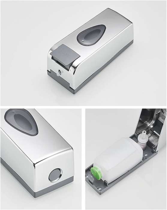 Elegant 300ml Soap Dispenser Plastic Square - Silver
