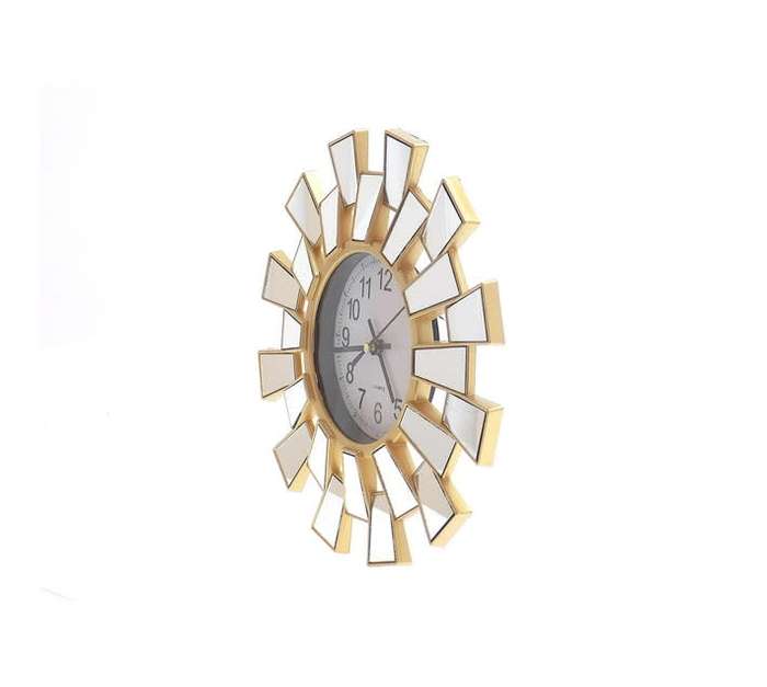 25cm Round Wall Clock Plastic With Mirror Pieces