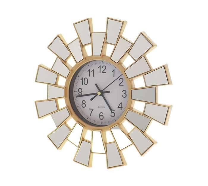 25cm Round Wall Clock Plastic With Mirror Pieces