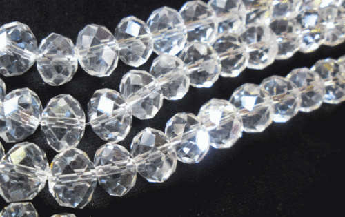 Clear Glass Facet Rondelles, 10mm - Pack of 10.