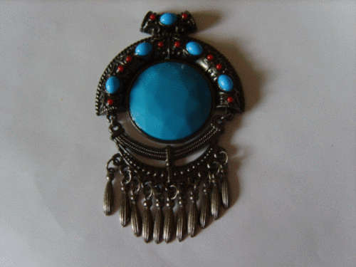 Turquoise Pendant, 10x7cm.
