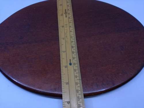Big WOODEN HAND MIRROR beveled glass oval shape German