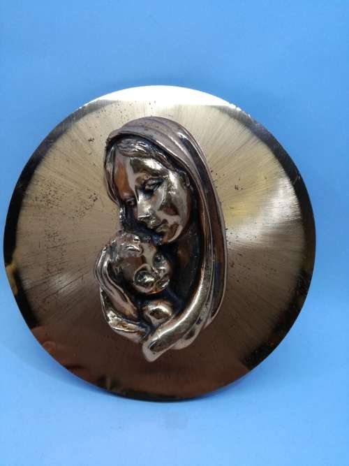 Mother Maria and baby copper plaque
