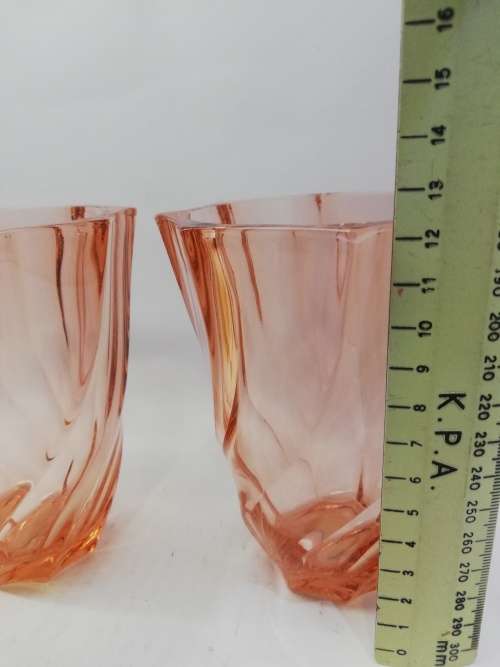 Pair Vintage Luminarc France Swirl Pink Vases