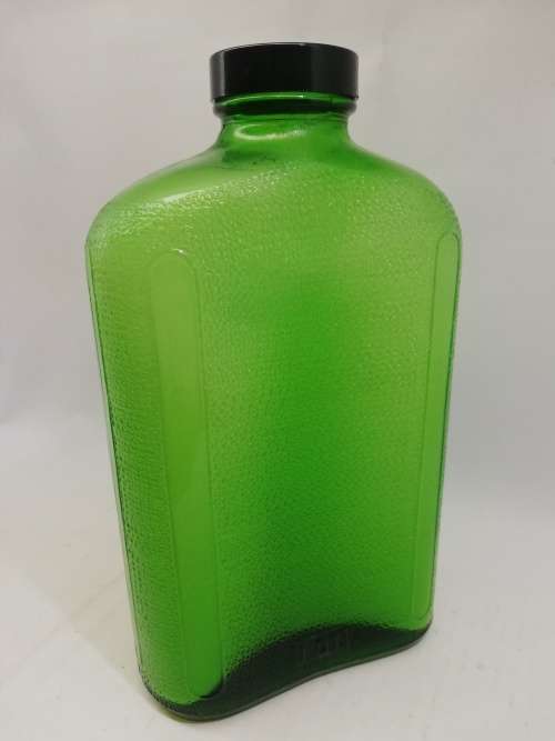 Green glass water bottle