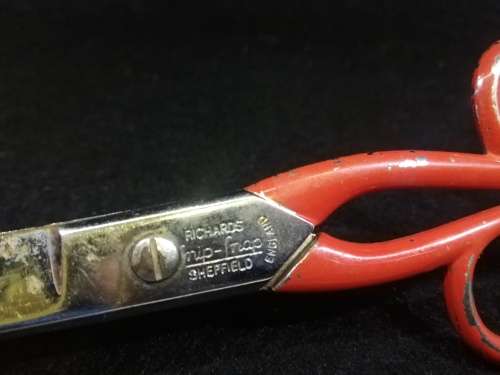 Vintage retro red Richards Snip Snap scissors - Sheffield steel
