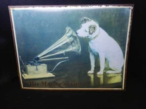 His Masters Voice metal sign