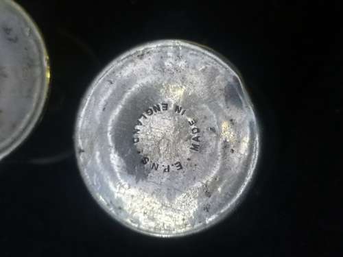 Plated salt and pepper with blue glass liners