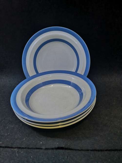 TG Green Blue and White Cornishware bowls x 4