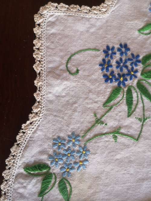 Vintage hand  stitched tray cloth