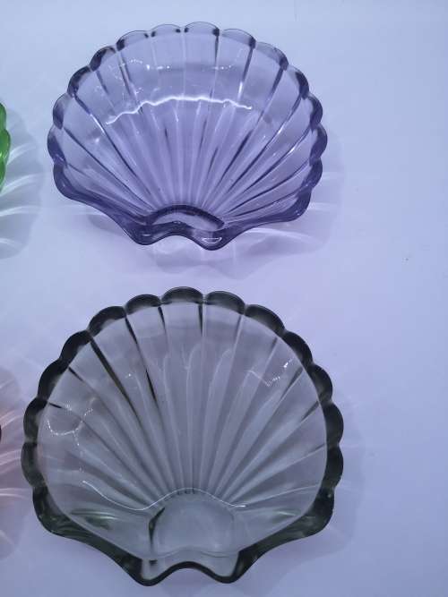 color glass shell dishes set