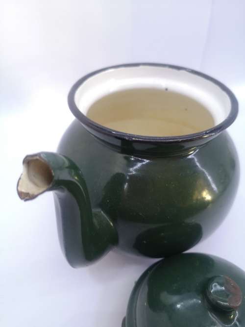 Green Polish enamel teapot