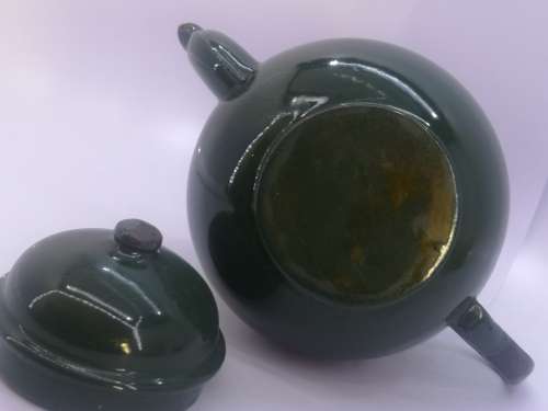 Green Polish enamel teapot