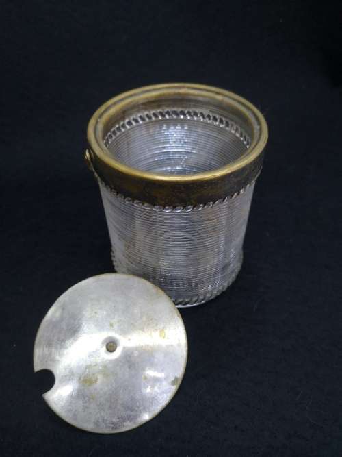 Vintage ribbed glass jam pot