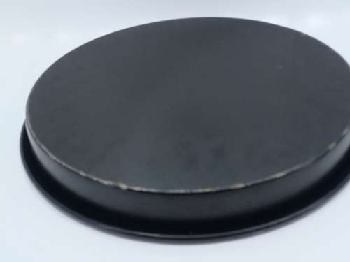 Vintage round deep metal tray - colorful