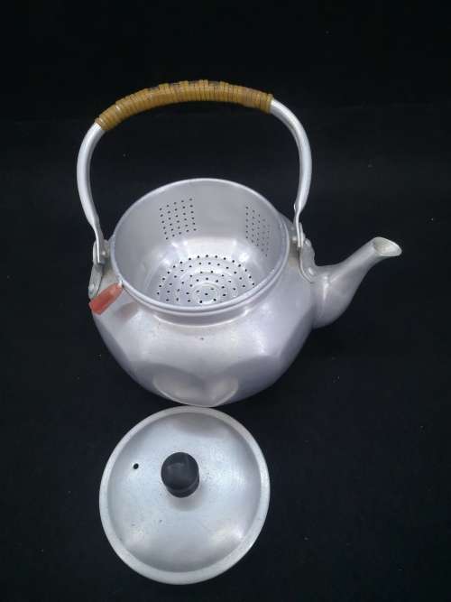 Vintage aluminum tea infuser teapot