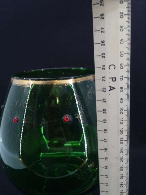 Vintage  Empoli green and gilded balloon  glass vase