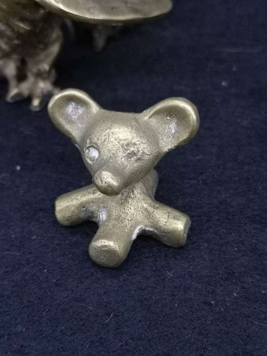 Vintage brass ornaments - Cherub carrying dolphin / Bear - solid brass and Rooster