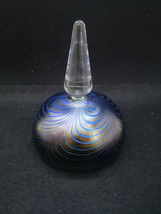 Adrian Sankey Art Glass Perfume Bottle w/ Clear Finial