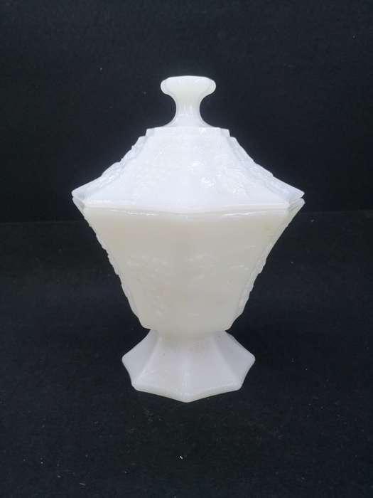 Anchor Hocking - milk glass footed/covered candy dish