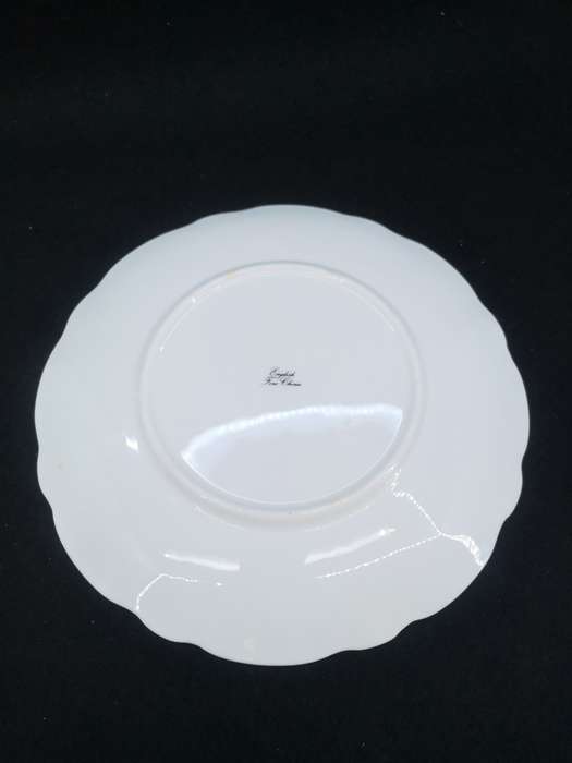 English fine china plate with gold rim and flowers